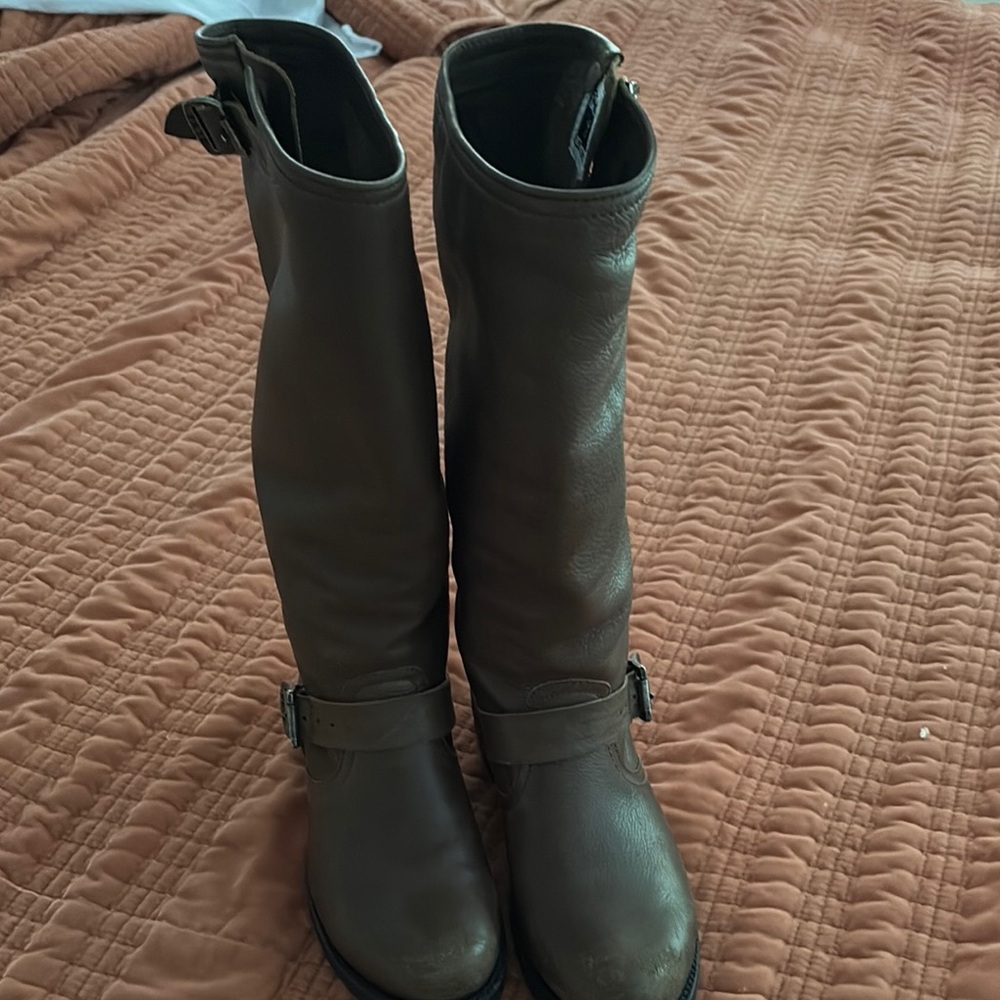 Frye Dark Brown Leather Heeled Boots